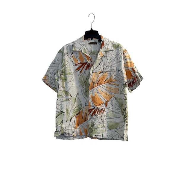 Cubavera Men's Hawaiian Shirt Colorful palms Print Size Large linen - Picture 10 of 13
